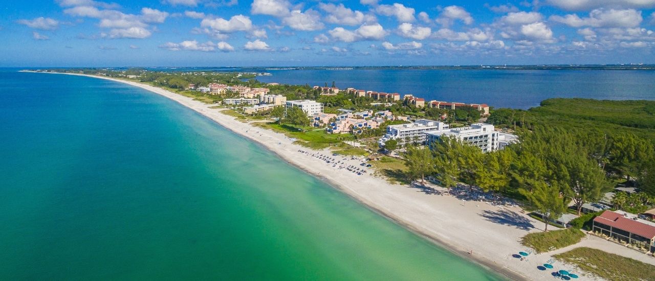 Longboat Key aerial image and green waters on the gulf of mexico